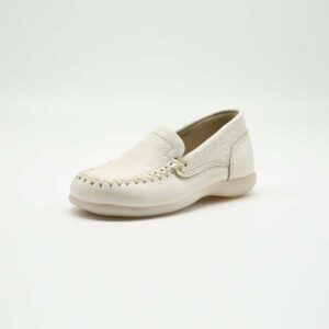 Mocassin en cuir véritable blanc. Modèle Events