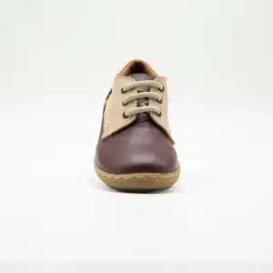 Chaussures en cuir véritable marron beige. Modèle Fashion - face