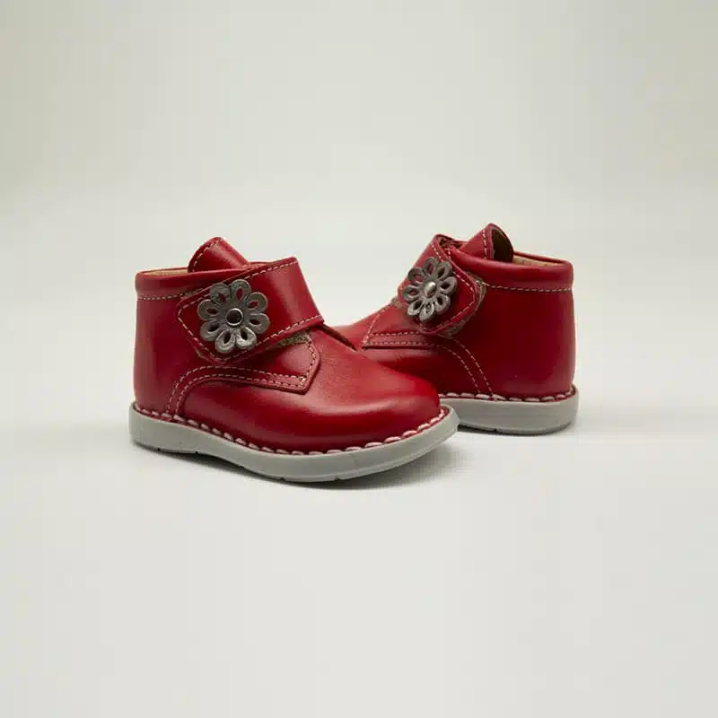 Chaussures en cuir véritable de couleur rouge, modèle Flower