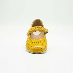 Ballerines en cuir véritable jaune. Modèle Garden. Vue de face