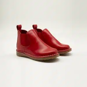 Bottines en cuir véritable rouge. Modèle Ranch. Paire