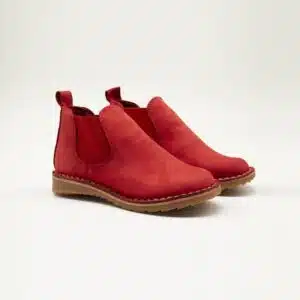 Bottines en nebuk véritable rouge. Modèle Ranch. Paire