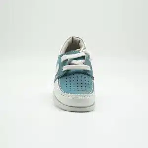 Chaussures en cuir véritable blanc bleu troué. Modèle Antony Face