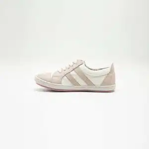 Chaussures en cuir véritable blanc et rose. Model Moon_2. vue de côté 2