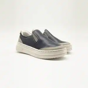 Chaussures en cuir véritable bleu et gris. Modèle Twist. Paire