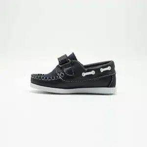 Chaussures en cuir véritable bleu. Modèle Enzo_V2. Vue de côté 2