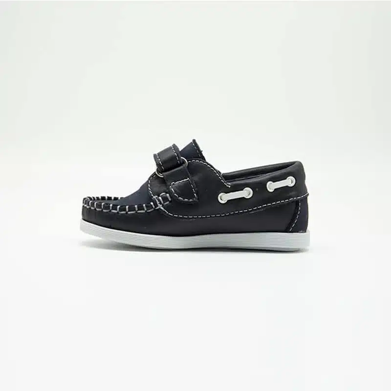 Chaussures en cuir véritable bleu. Modèle Enzo_V2. Vue de côté 2