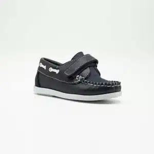 Chaussures en cuir véritable bleu. Modèle Enzo_V2. Vue de côté