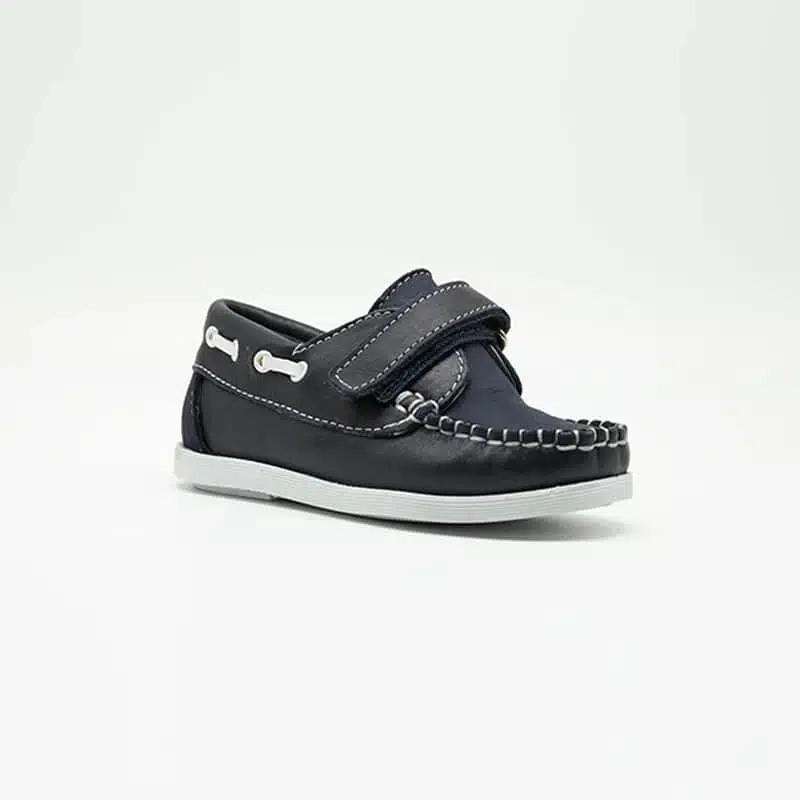 Chaussures en cuir véritable bleu. Modèle Enzo_V2. Vue de côté