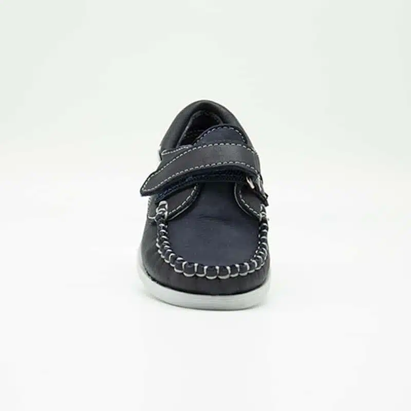Chaussures en cuir véritable bleu. Modèle Enzo_V2. Vue de face