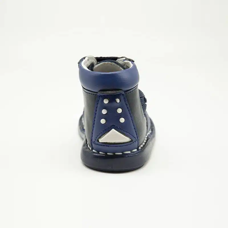 Chaussures en cuir véritable bleu. Modèle Sphère. Vue de derrière