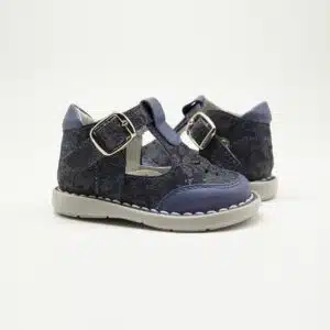 Chaussures en cuir véritable bleu. Modèlele Funny. Paire