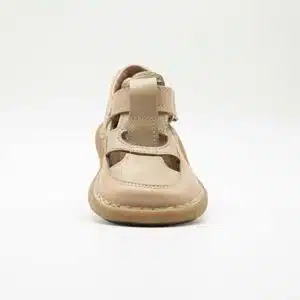 Chaussures en cuir véritable crème. Modèle Junior. Vue de face