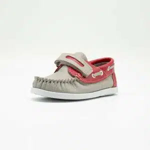 Chaussures en cuir véritable gris et rouge. Modèle Enzo_V2. Vue de côté 2