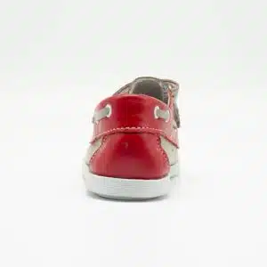 Chaussures en cuir véritable gris et rouge. Modèle Enzo_V2. Vue de derrière