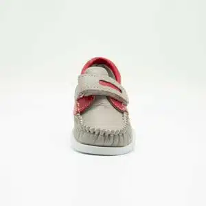 Chaussures en cuir véritable gris et rouge. Modèle Enzo_V2. Vue de face
