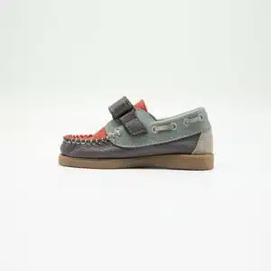 Chaussures en cuir véritable gris et vert. Modèle Enzo_V2. Vue de côté 2