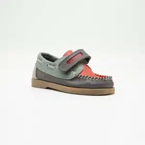 Chaussures en cuir véritable gris et vert. Modèle Enzo_V2. Vue de côté