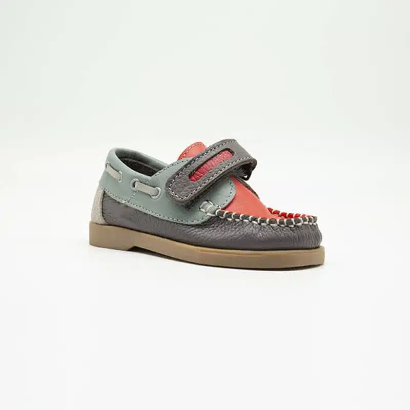 Chaussures en cuir véritable gris et vert. Modèle Enzo_V2. Vue de côté