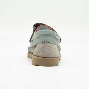 Chaussures en cuir véritable gris et vert. Modèle Enzo_V2. Vue de derrière