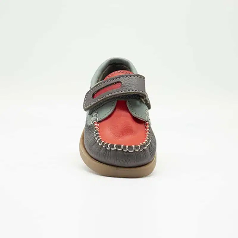 Chaussures en cuir véritable gris et vert. Modèle Enzo_V2. Vue de face