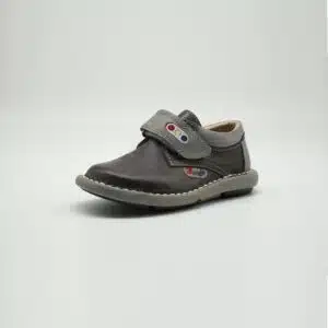 Chaussures en cuir véritable gris. Modèle Smile. Vue de côté