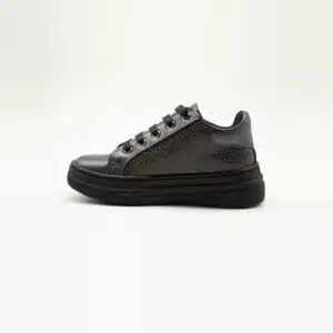 Chaussures en cuir véritable gris. Modèle Stella. Vue de côté 2