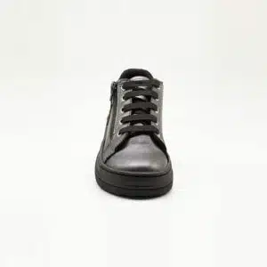 Chaussures en cuir véritable gris. Modèle Stella. Vue de face