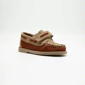 Chaussures en cuir véritable marron et beige. Modèle Enzo_V2. Vue de côté