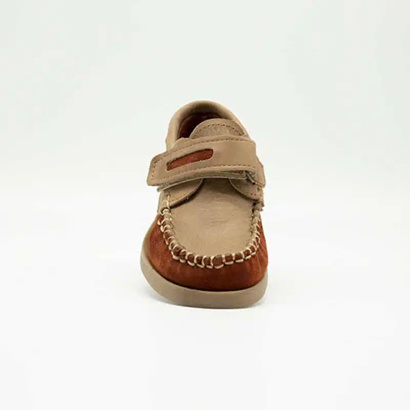 Chaussures en cuir véritable marron et beige. Modèle Enzo_V2. Vue de face