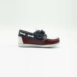 Chaussures en cuir véritable marron et bleu. Modèle Enzo_V2. Vue de côté 2