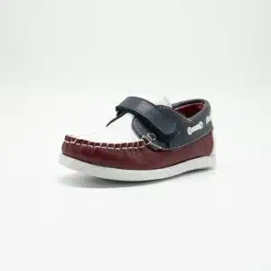 Chaussures en cuir véritable marron et bleu. Modèle Enzo_V2. Vue de côté