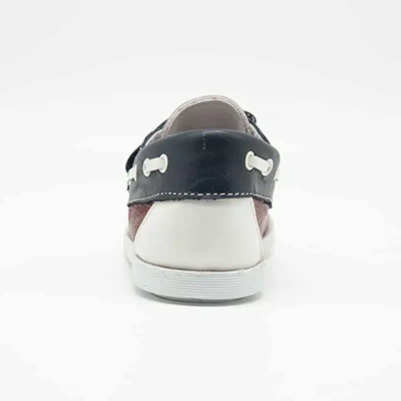 Chaussures en cuir véritable marron et bleu. Modèle Enzo_V2. Vue de derrière