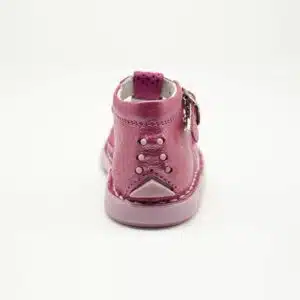 Chaussures en cuir véritable mauve. Model Venise. Vue de derrière