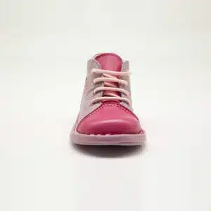 Chaussures en cuir véritable rose. Modèle Arco. Vue de face