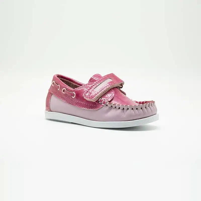Chaussures en cuir véritable rose. Modèle Enzo_V2. Vue de côté 2