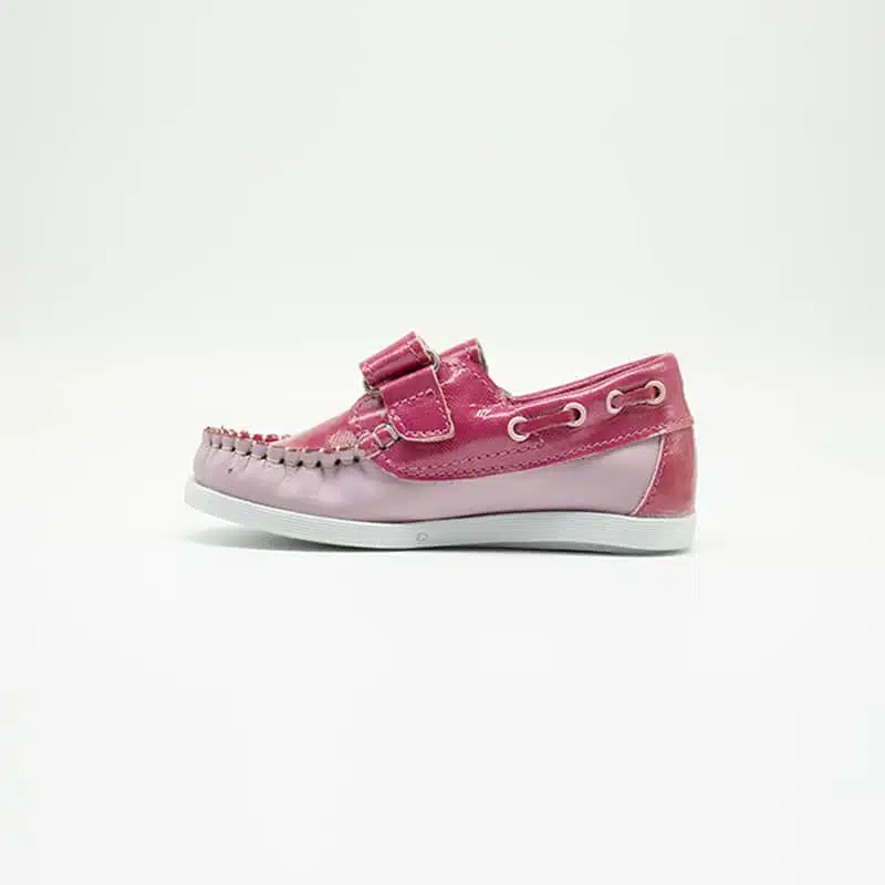 Chaussures en cuir véritable rose. Modèle Enzo_V2. Vue de côté