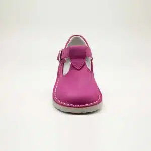 Chaussures en cuir véritable rose. Modèle SANDRA. Vue de face