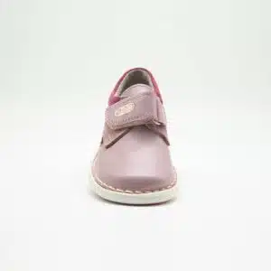 Chaussures en cuir véritable rose. Modèle Smile. Vue de face