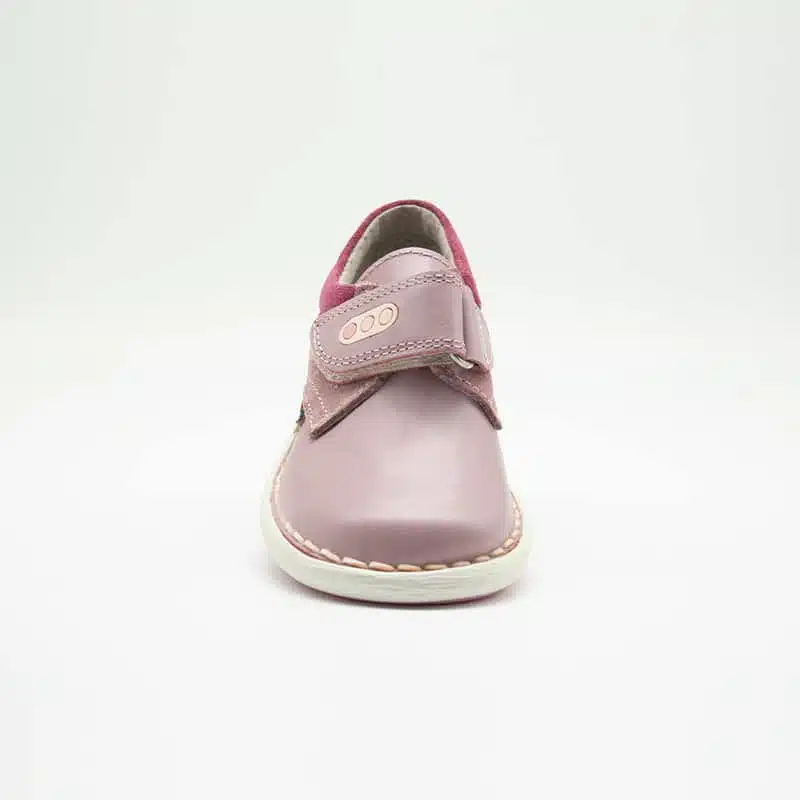 Chaussures en cuir véritable rose. Modèle Smile. Vue de face