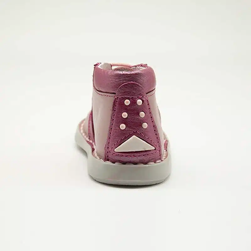 Chaussures en cuir véritable rose. Modèle Sphère. Vue de derrière