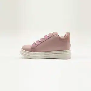 Chaussures en cuir véritable rose. Modèle Stella. Vue de côté 2