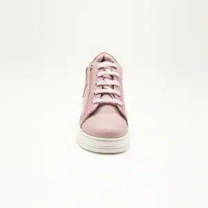 Chaussures en cuir véritable rose. Modèle Stella. Vue de face