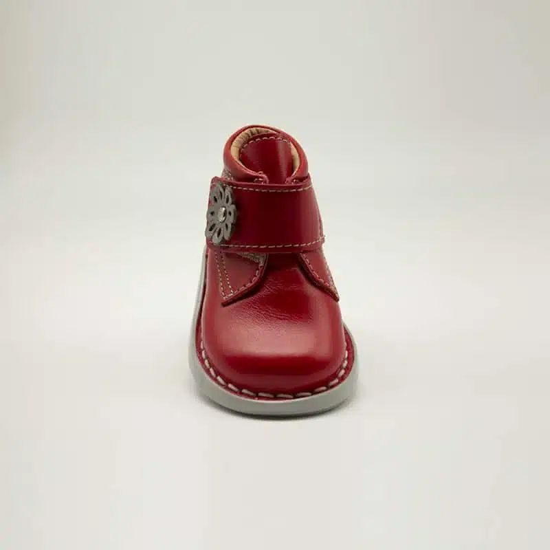 Chaussures en cuir véritable rouge. Modèle FLOWER. face