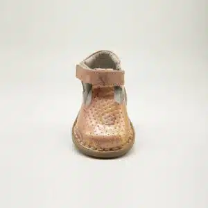 Chaussures en cuir véritable saumon. Modèle Sweety. Vue de face
