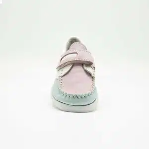 Chaussures en cuir véritable vert et rose. Modèle Enzo_V2. Vue de face
