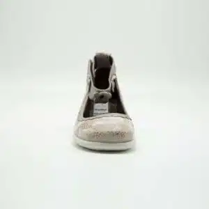 Chaussures en nebuk véritable beige. Modèle Lili. Vue de face