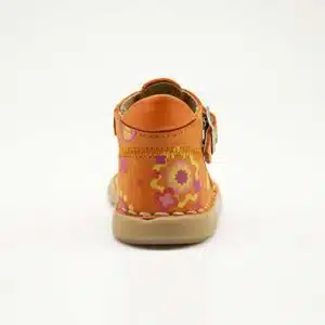 Chaussures en nebuk véritable orange imprimé. Modèlele Funny. Vue de derrière