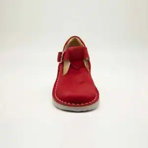 Chaussures en nebuk véritable rouge. Modèle SANDRA. Vue de face