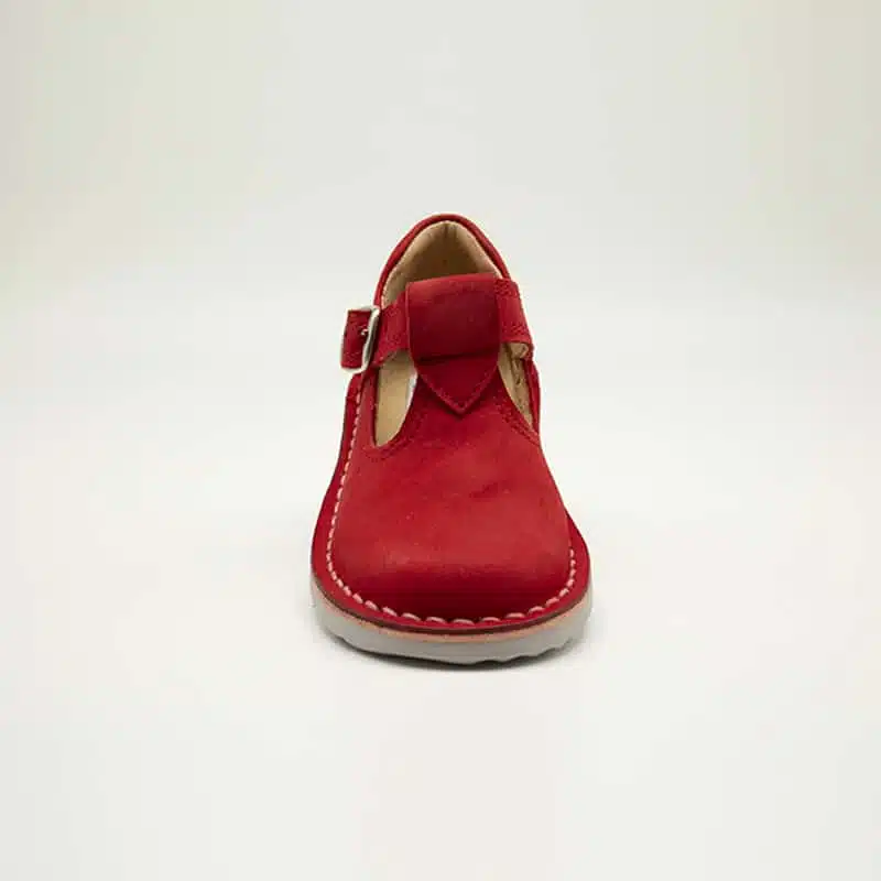 Chaussures en nebuk véritable rouge. Modèle SANDRA. Vue de face